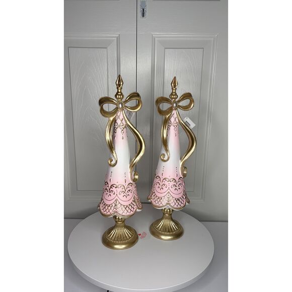Pink & Gold Glam Christmas Tree Décor – Pearl Bow Finial – Baroque Lace Detail - Picture 9 of 12